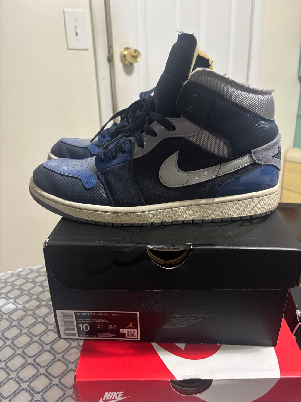 Nike Men's High-Top Sneakers in Navy, Gray, and Blue